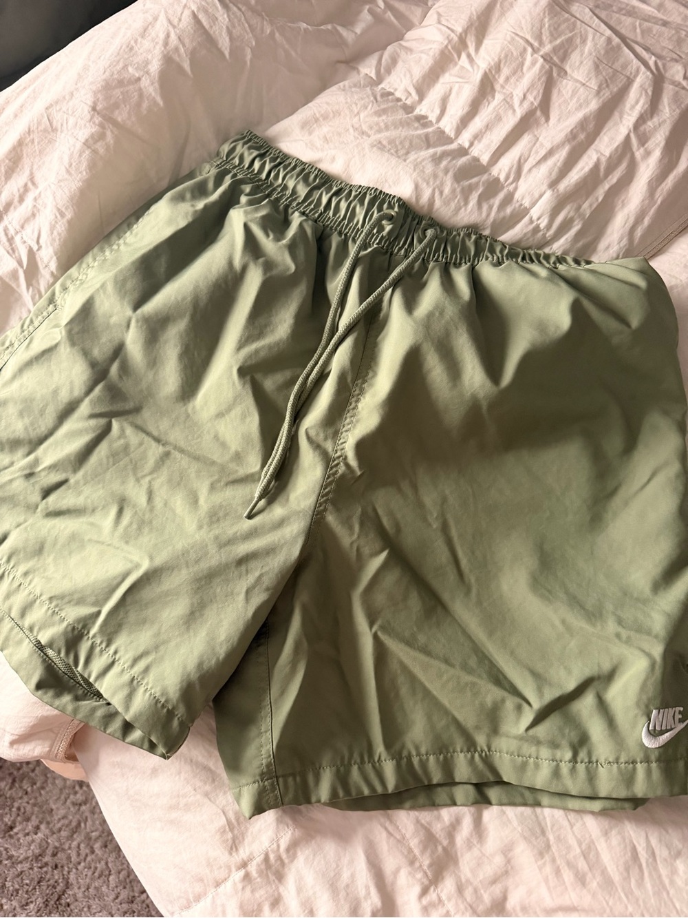 Nike Women's Light Olive Green Athletic Shorts